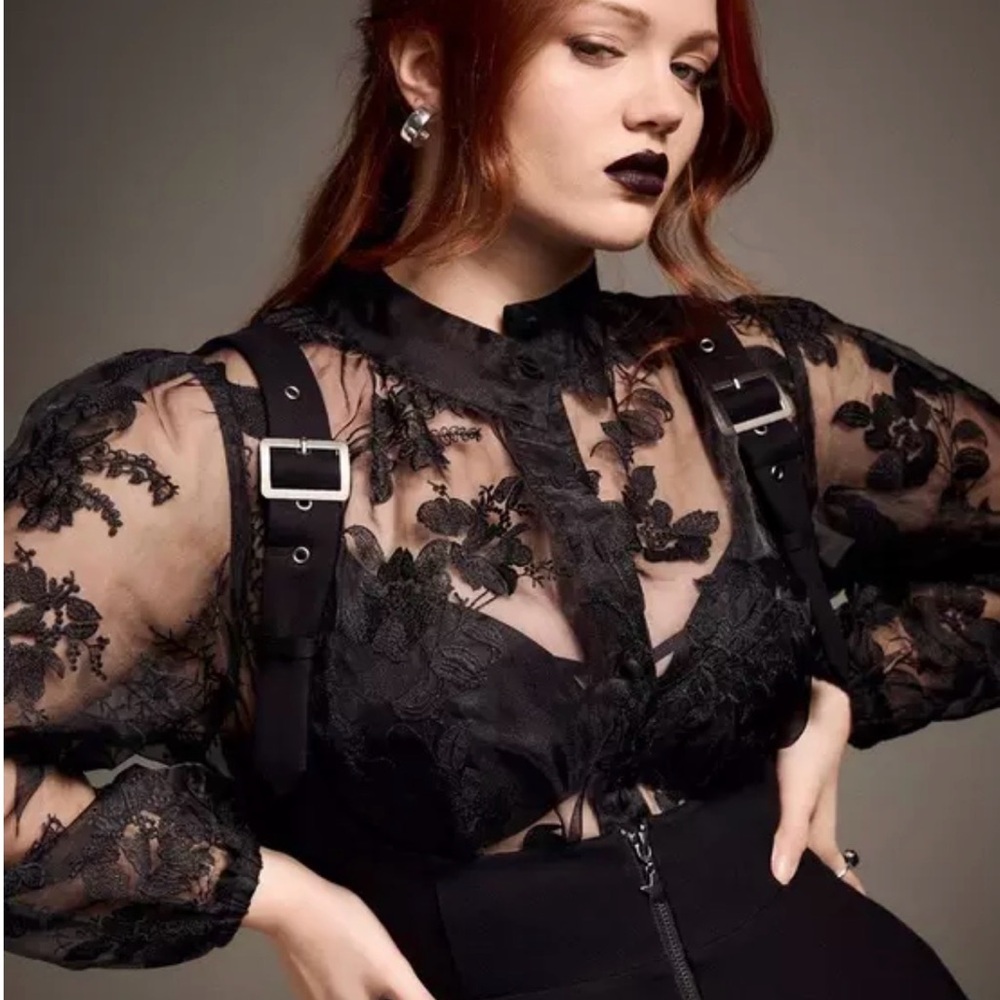 Torrid Nightfall Embroidered Mesh Top